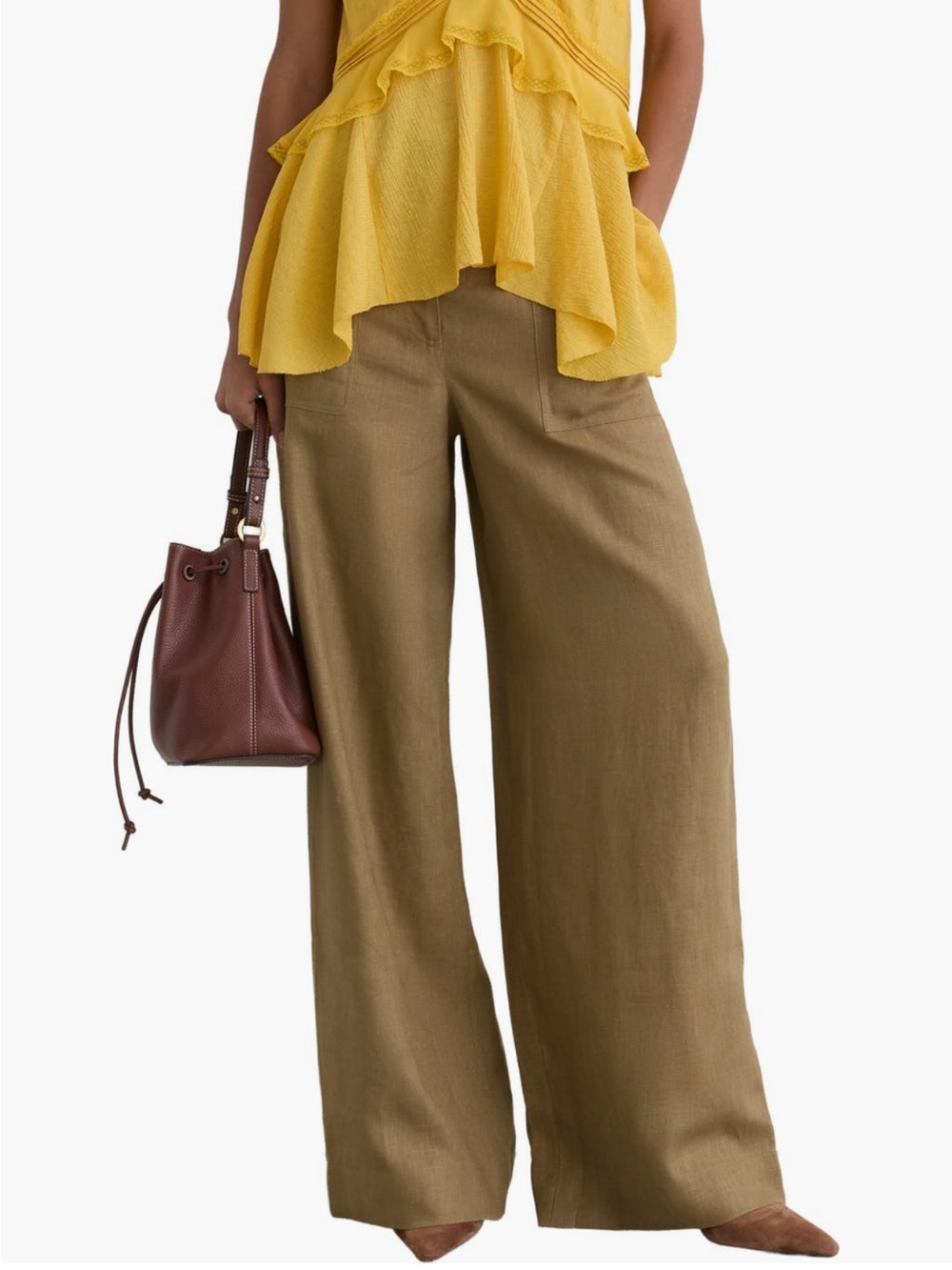 Reiss Ashby Wide Leg Linen Pants Size 4 - Picture 4 of 12